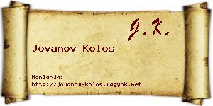 Jovanov Kolos névjegykártya